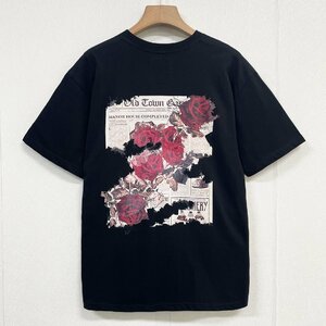 絶賛ヨーロッパ製※定価2万◆ブルガリア発※RISELIN 半袖Tシャツ コットン100％ 柔らかい 吸汗速乾 バラ イラスト スウェット 男女兼用夏 M