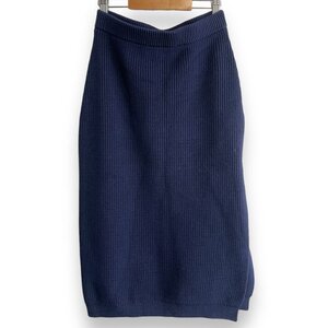 美品 23SS MADISONBLUE マディソンブルー KNIT SIDE SLIT SKIRT ひざ下丈 サイドスリット ニットスカート 01(S) ネイビー