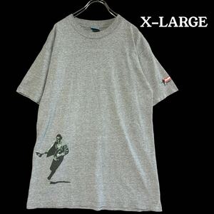 X-LARGE エクストララージ　Tシャツ　civllian issue 古着　グレー　プリント　ユーズド　M