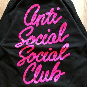 新品未使用 ANTI SOCIAL SOCIAL CLUB ネオンロゴ ブラック フーディー サイズM