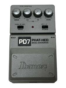 ジャンク動作未確認 IBANEZ アイバニーズ PD7 PHAT HED BASS OVERDRIVE ベース オーバードライブ [TK24-0524-1]