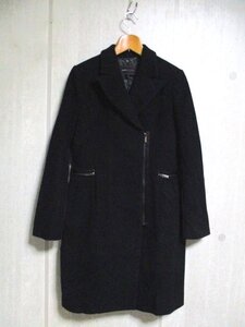 f639　ビーシービージーマックスアズリア BCBGMAXAZRIA カシミヤ混ウールコート 黒　　135