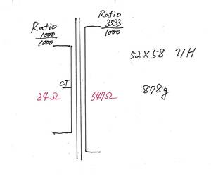 ＄　マッチングトランス　巻数比１：３．５３３　８７８g　＄