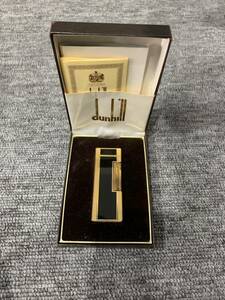 #790 dunhill ダンヒル ブラック ゴールド ライター ガスライター ローラー式 喫煙具 箱付き 現状品