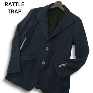 RATTLE TRAP メンズビギ 秋冬 スタンドカラー★ ニット ジャケット Sz.LL　メンズ ネイビー 大きいサイズ　A4T10202_9#N