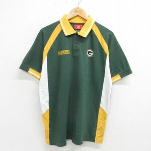 XL/古着 半袖 ポロ シャツ メンズ 00s NFL グリーンベイパッカーズ 鹿の子 ラグラン 緑他 グリーン アメフト スーパーボウル spe 24jun03