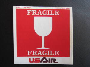 USエア■FRAGILE■こわれものステッカー■壊れ物注意■USAIR■エアライン発行ステッカー