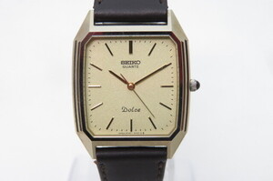 1円～【動品】SEIKO Dolce セイコー ドルチェ 6030-5390 レディース クオーツ 腕時計 スクエアフェイス ゴールド ブラウンベルト　1-1-25