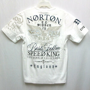 ノートン Norton MAX刺繍テレコVネック半袖Tシャツ 242N1004 ホワイト XL アメカジ バイカー ロッカーズ