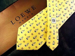 ♪vr0904♪良品♪【LOEWE】ロエベ【船 帆船 乗り物 総ロゴ 柄】ネクタイ