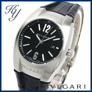 1円～ 3ヶ月保証付き 磨き済み 美品 本物 定番 人気 BVLGARI ブルガリ エルゴン EG30S 革ベルト ブラック レディース 時計