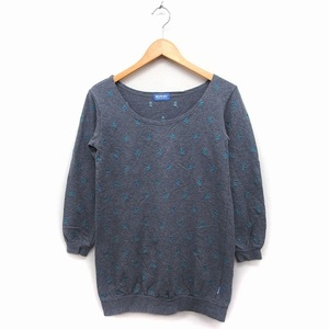 ビームスボーイ BEAMS BOY カットソー Tシャツ ボートネック 長袖 花刺繍 コットン 綿 BOY チャコールグレー /FT11 レディース