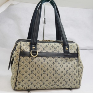 ★USED品 LOUIS VUITTON【ルイヴィトン モノグラム・ミニ M92049 ジョセフィーヌPM ブルー ハンドバッグ VI0081】