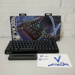 608y2914★エレコム ゲーミングキーボード 有線 V-custom VK300S RGB テンキーレス 銀軸 スピードリニア USBポート搭載 TK-VK300SBK