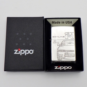 C24-488【未使用】ZIPPO ジッポー NISSAN 日産 SKYLINE スカイライン GT-R BCNR33 1995 オイルライター シリアルナンバー入り 箱付き