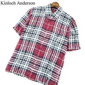 Kinloch Anderson キンロックアンダーソン 春夏 ロゴ刺繍★ 半袖 ボタンダウン チェック シャツ Sz.L　メンズ　A2T07841_7#A