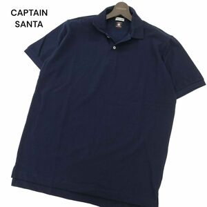 夏の定番★ CAPTAIN SANTA キャプテンサンタ 春夏 半袖 鹿の子★ ポロシャツ Sz.L　メンズ ネイビー 日本製　C4T04597_5#D