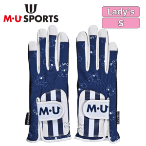 【レディース】M・U SPORTS キャラクター 総柄パーツ使い 両手グローブ 703J6806【MUスポーツ】【ネイビー】【Sサイズ】【GolfGlove】