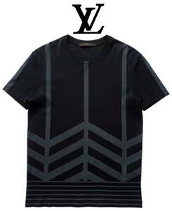 LVサークルロゴ ◆ LOUIS VUITTON ◆ ルイヴィトン◆ 半袖 Tシャツ カットソー メンズ 肩幅 約45cm 黒 ブラック イタリア製 メンズ