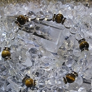 水晶 タイガーアイ 天然石 パワーストーン 水晶 8㎜ ハンドメイド ブレスレット