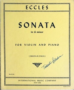 エックレス ソナタ ト短調 (ヴァイオリン＋ピアノ) 輸入楽譜 Eccles Sonata in G minor 洋書