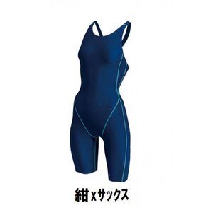 499円 新品 女子 ウィメンズ 水泳 競泳 水着 紺xサックス サイズ110 子供 大人 男性 女性 wundou ウンドウ 2910