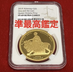 ★金相場史上最高値更新中！ 純金36.68g 2019 オルダニー ウナ&ライオン 5ポンド 鑑定済6枚のみ 発行枚数199 枚 NGC PF 69UCAM