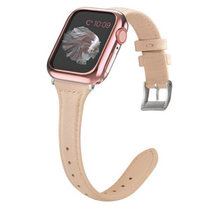 ■ 新品 ◇ ● Apple watch アップル ウォッチ バンド ベルト ストラップ 本革 対応 42mm/44mm ケース 用 細身 男女 兼用 ★ ベージュ