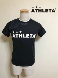 【美品】 ATHLETA アスレタ切替し プラクティスシャツ ブラック カモフラ トレーニング ウェア トップス サイズS 半袖 黒 165/88