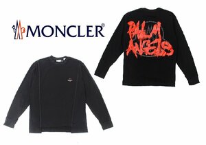 12万新品本物◆モンクレールジーニアス◆L◆PALM ANGELS 8 MONCLER コラボ メタルワッペン付き背面ラバーロゴ長袖Tシャツ 黒 1円