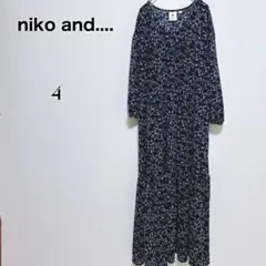 【ニコアンド】美品 小花柄 マキシ丈 ロングワンピース ストレッチ ギャザー L