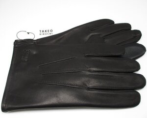 ■TAKEO KIKUCHI タケオキクチ■未使用■羊革 メンズ手袋 レザーグローブ■黒■24㎝■