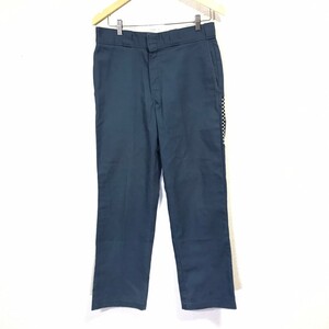 H5461dL Dickies 874 ディッキーズ サイズ32×32 (M位) ワークパンツ チノパン PANT ブロックチェック柄 刺繍 グリーン メンズ USED 