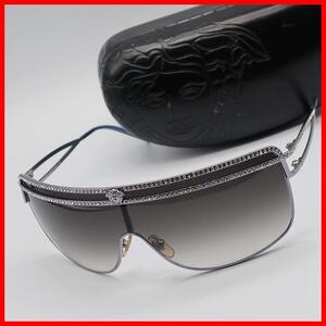 正規品 ヴェルサーチ Versace サングラス Sunglasses メデューサ Medusa ラインストーン Rhinestones 専用ハードケース Authentic Mint