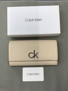 151-KB2315-60c Calvin Klein カルバンクライン 長財布 レディース ベージュ 箱有り