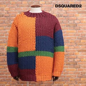 秋冬/DSQUARED2/Lサイズ/モックネック ニット S71HA1143 ウール ローゲージ クレイジーカラー切替 新品/マルチ/jd282/