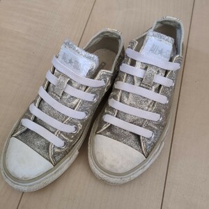 Converse　コンバース ALL STAR オールスター ローカットスニーカー シルバーラメ 18.0cm グリッター キッズ ジュニア シューズ スニーカー