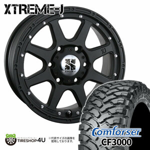 4本セット XTREME-J 18x8.0J 6/139.7 +25 FBK Comforser CF3000 F2 M/T 265/60R18 ブラックレター プラド ハイラックス