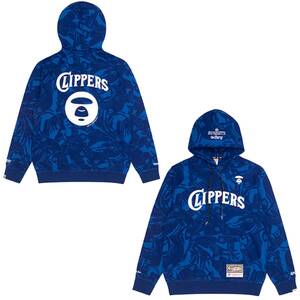 A BATHING APE/アベイシングエイプ/AAPE X MITCHELL & NESS CLIPPERS HOODIE/パーカー/プルオーバー/カモフラ/ビッグシルエット/SIZE XL