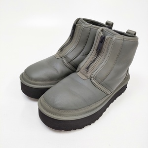 4-1128A◎UGG Neumel Platform Zip サイズ23cm 1120731 レザーシープスキン ブーツ カーキ アグ 233531