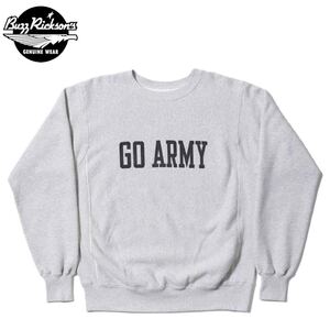 BUZZ RICKSON’S 113HEATHERGRAY/SIZE M BR69070 HORIZONTAL KNITTING SWEAT SHIRT “GO ARMY BEAT NAVY” スウェット