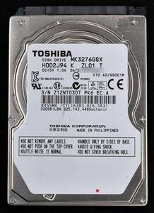 TOSHIBA MK3276GSX [320GB 2.5インチ 9.5mm SATA HDD 2012年製 使用時間 11709H (Cristal DiscInfo 正常) (管:KH457