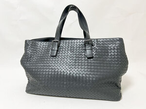 BOTTEGA VENETA ボッテガ ヴェネタ イントレチャート レザー ラージ トートバッグ グレー 中古