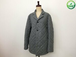 【D-1767】LANVIN en Blue ランバン　メンズ　中綿　キルティング　ジャケット　コート　グレー系【千円市場】