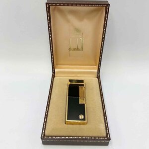 【着火未確認】dunhill ガスライター＜生活雑貨＞ダンヒル ブランド 喫煙グッズ ブラック ゴールド ケースあり