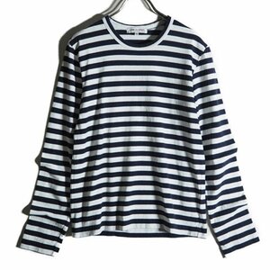 C2609f17　▼COMME des GARCONS コムデギャルソン▼　24SS ボーダー ロング Tシャツ ネイビーホワイト S / 紺 白 長袖 シーズンレス