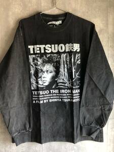 鉄男 ロングスリーブTシャツ Lサイズ ウォッシュ加工 墨黒 塚本晋也 田口トモロヲ