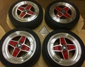 エンケイ アパッチ2 15インチ5.0J オフセット+45 PCD100 4穴 ハブ径75mm ヨコハマ ブルーアース 165/50R15 タイヤ2019年 美品 軽自動車 