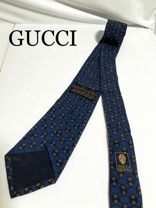 GUCCI グッチ ネクタイ　ブルー系　柄　送料185円（追跡付）〜　ブランドネクタイ