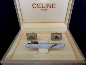 ◎№5500◎■美品■セリーヌ【ＣＥＬＩＮＥ】【シルバー】■カフス♪&タイピン・ネクタイ ピン♪